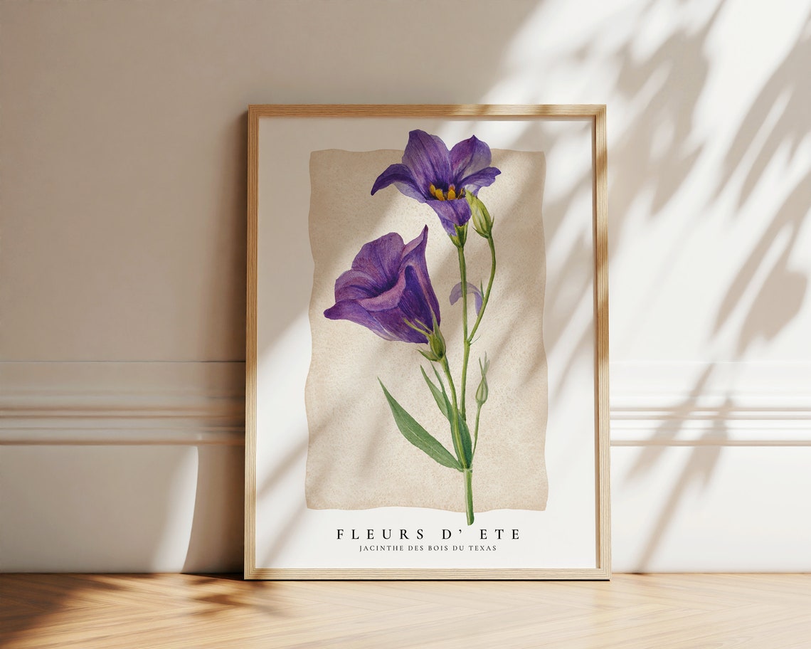 Flower Market Print Purple Floral Print Flower Market Poster March Fleurs Art Trendy Botanical Framed Art Purple Violet Flowers Print