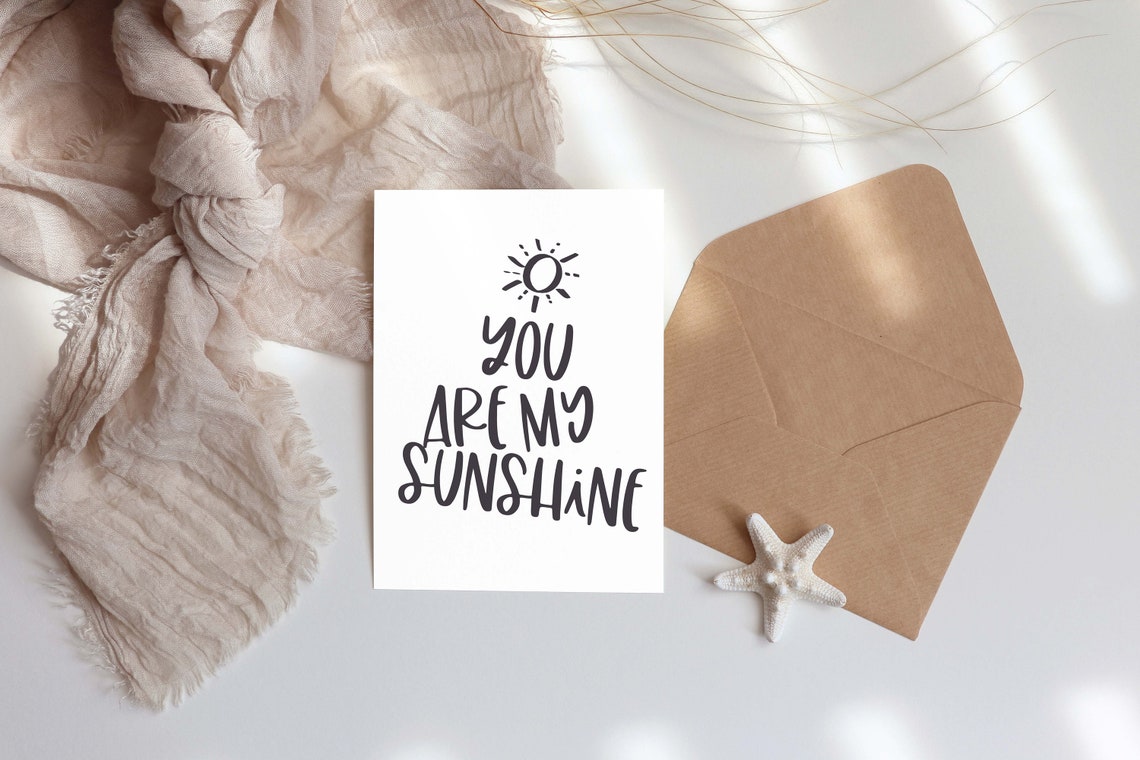 You Are My Sunshine Yellow Greeting Card Sun Positive Art Print - Image 3