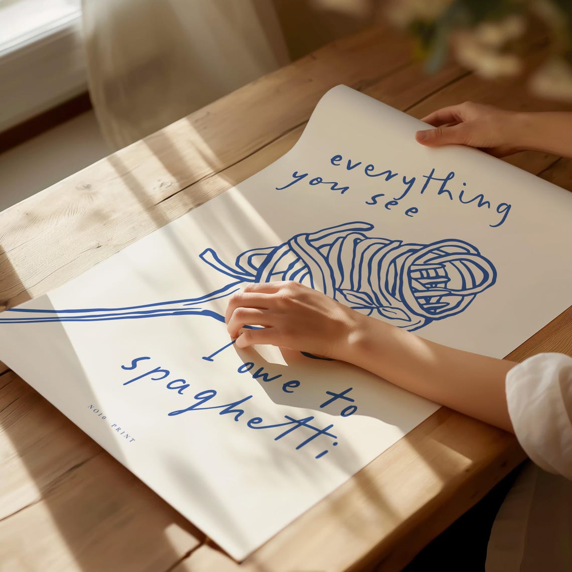 Everything You See I Owe To Spaghetti Blue Pasta Fork Kitchen Poster - Image 4