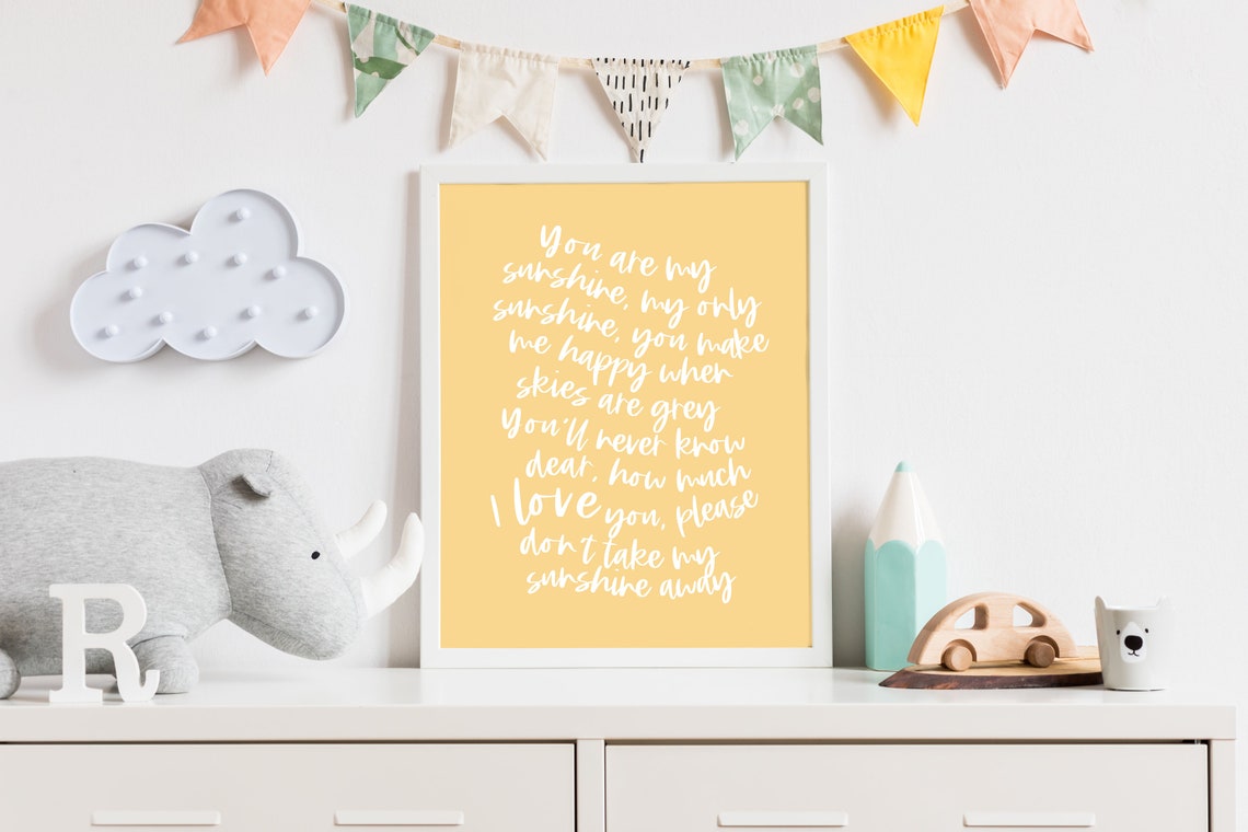 You Are My Sunshine Print Lyrics Print Nursery Song Print Nursery Rhyme Song Print Kids Bedroom Wall Art Playroom Print Boho Style
