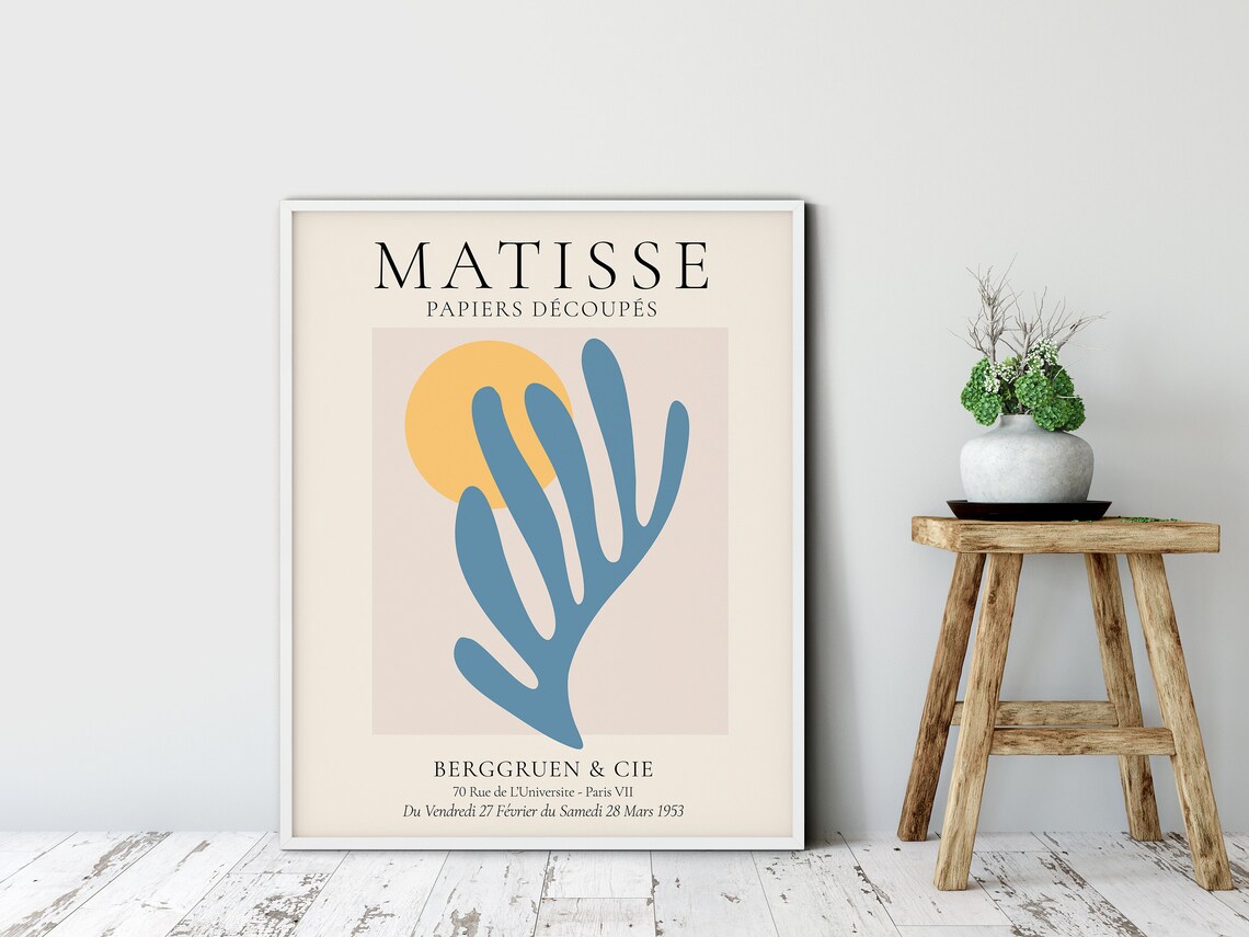 Matisse Papiers Decoupes Blue Coral Yellow Sun Abstract Exhibition Poster - Image 3