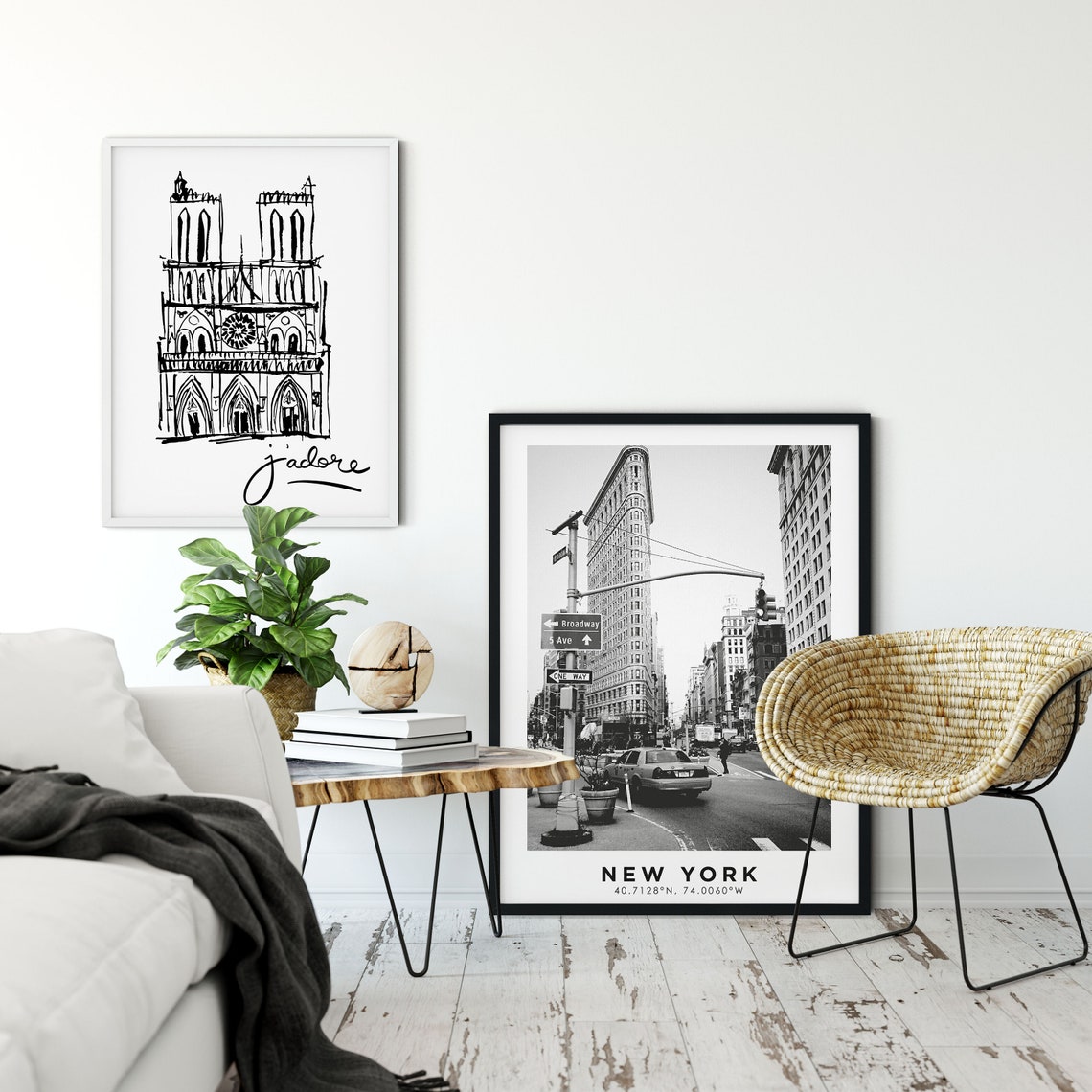 Notre Dame Cathedral Paris Sketch Jadore Black White Wall Art Poster - Image 5