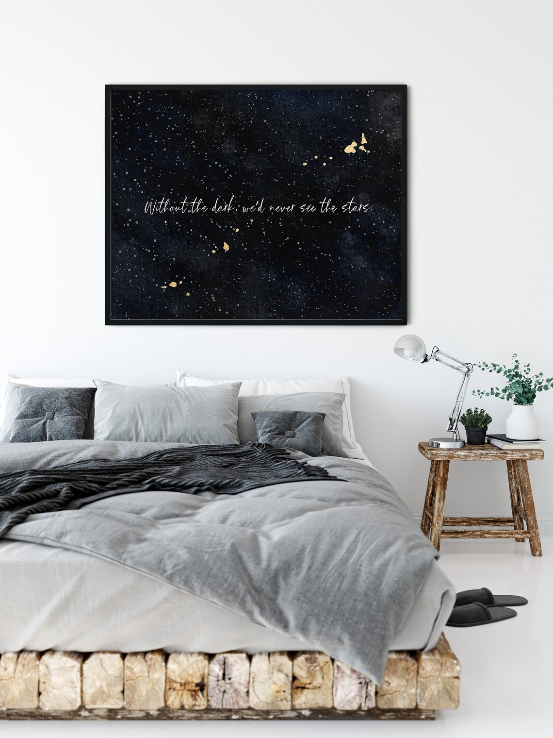 Without The Dark Stars Night Sky Motivational Quote Typography Poster - Image 5