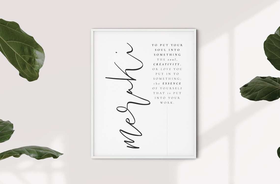 Meraki Definition Greek Inspirational Words Art Print