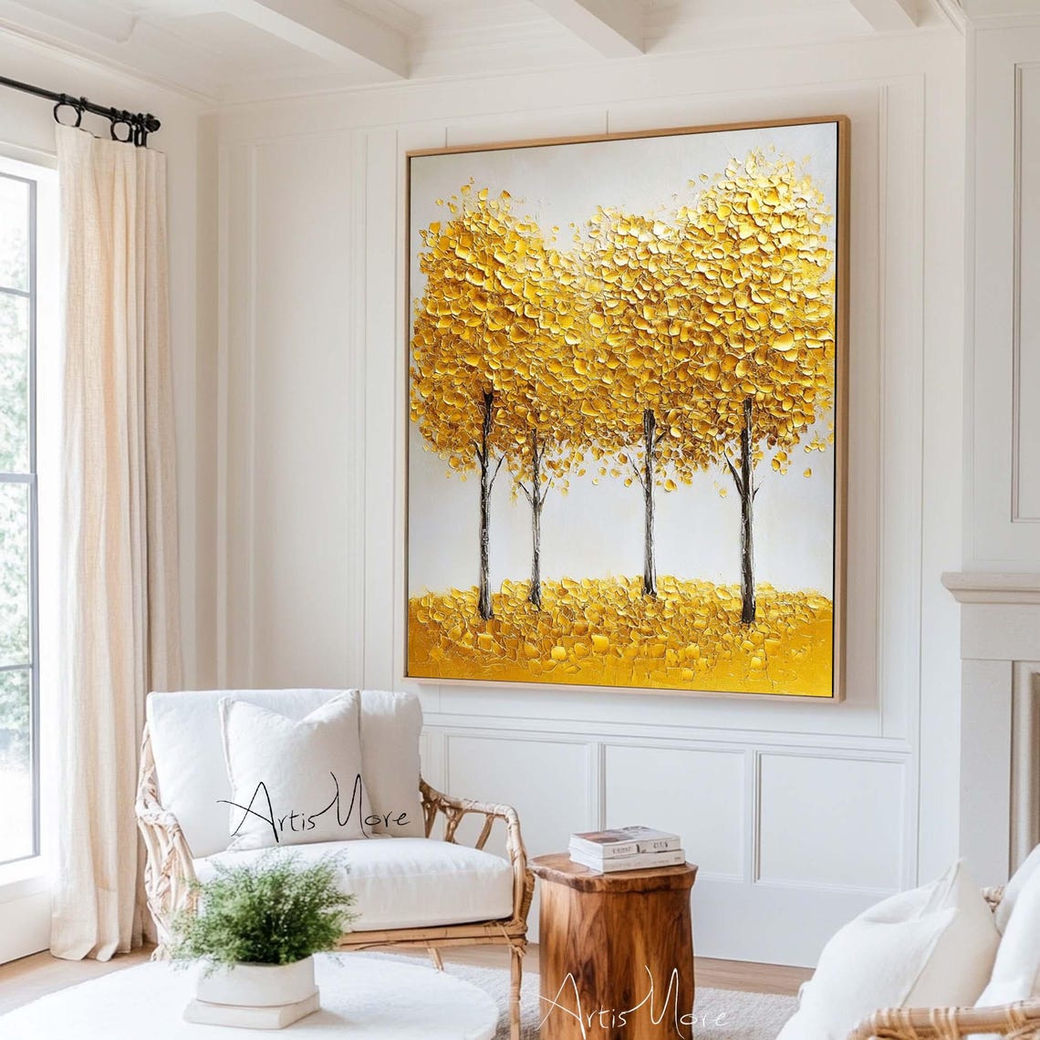 Golden Tree Of Life Gold Leaf Canopy Textured Canvas Art Poster