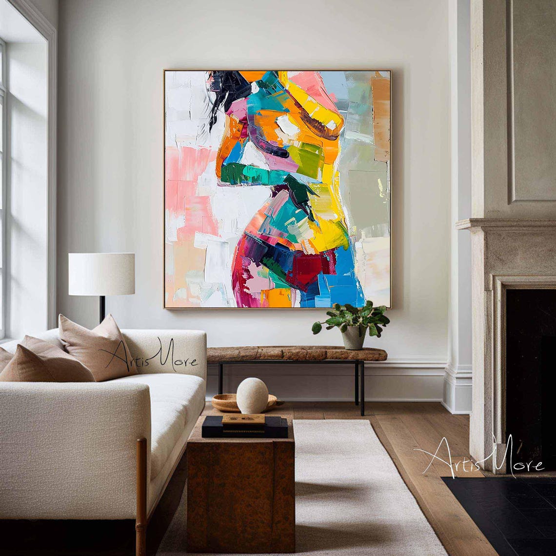 Female Power Portrait Art Abstract Woman Figure Wall Art Colorful 3d Texture Painting Womans Body Painting Large Art Fashion Decor - Image 3