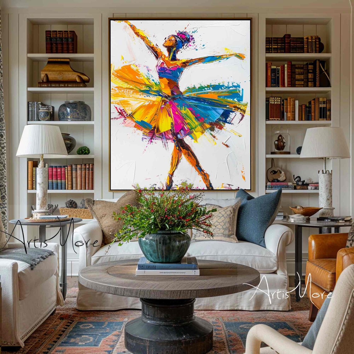 Colorful Ballerina Dancer Painting Abstract Ballet Figure Motion Wall Art - Image 2