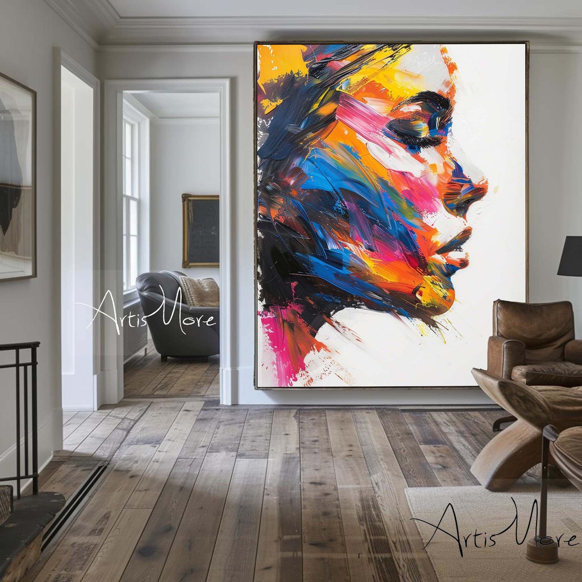 Abstract Woman Profile Portrait Bold Colorful Brushstroke Art Poster - Image 4