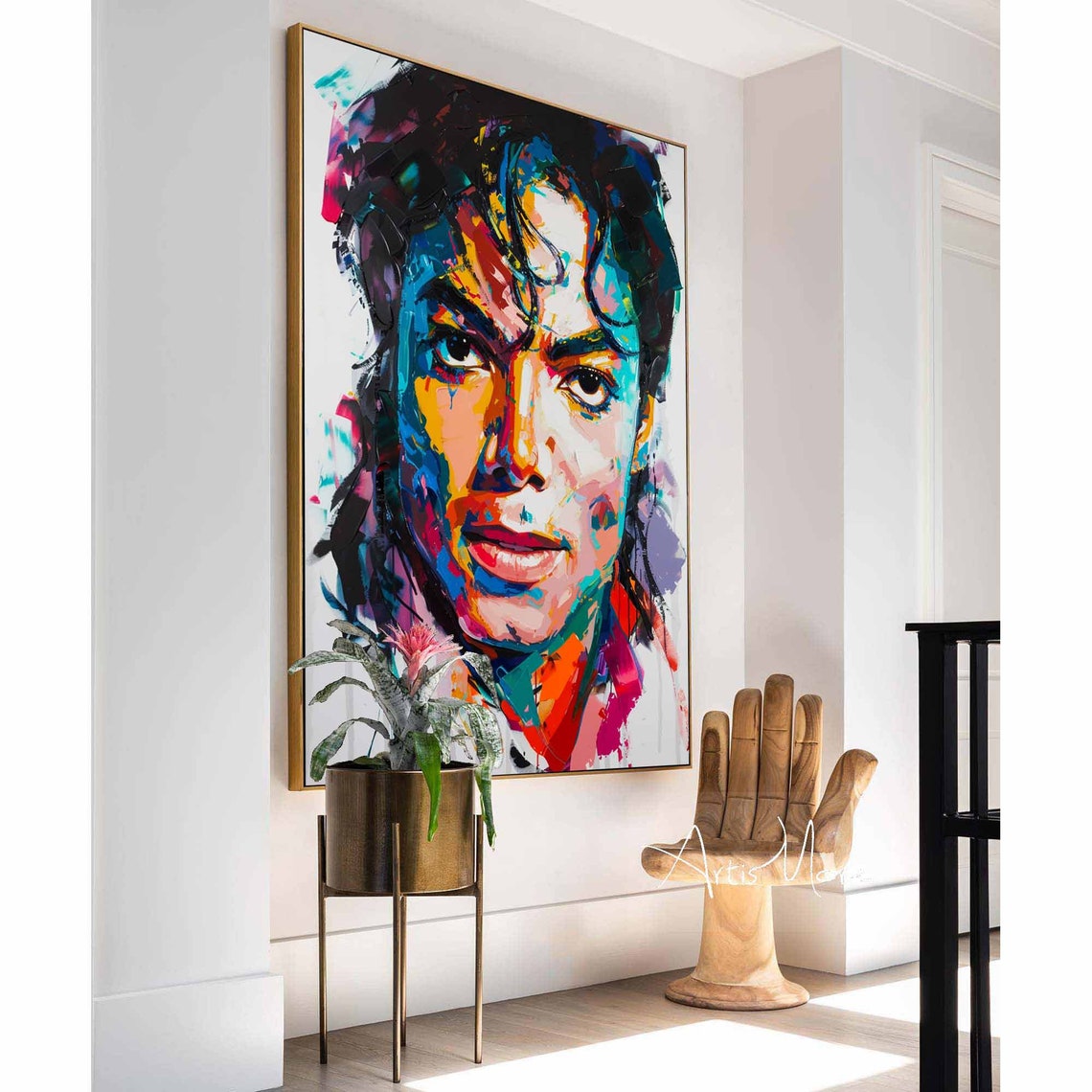 Original Man Face Painting Male Portrait Wall Art Man Abstract Painting On Colorful Portrait Painting Large Male Figure Texture Art - Image 3