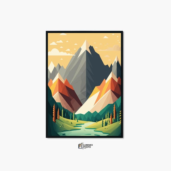 Instant Art Illustrationsnow Mountain Abstract Photography Print Scandinavian Home Decor