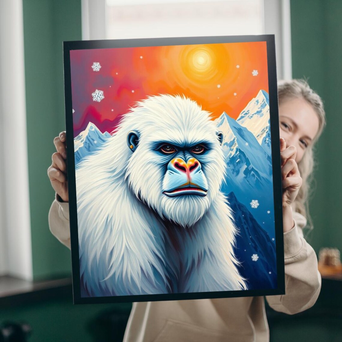 Majestic Yeti Himalayan Winter Landscape, Art Print
