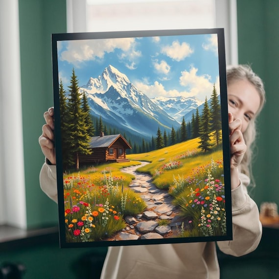Mountain Cottage Illustration Puzzle Nature Scene Jigsaw 1101014 Pieces