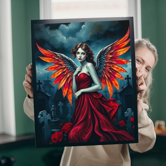 Dark Fantasy Angel Jigsaw Puzzle Gothic Celestial Art