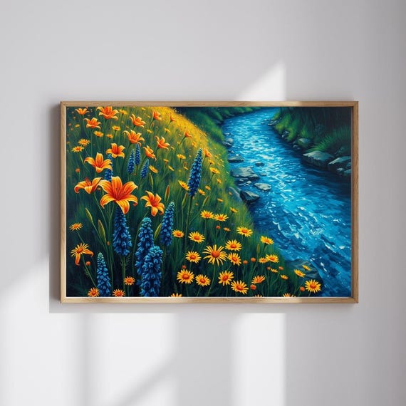 Scenic River Poster Print, Vibrant Landscape