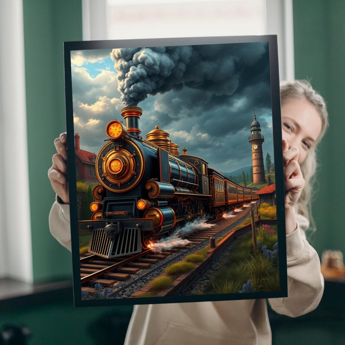 Vintage Steam Train Railroad Steampunk Art Print