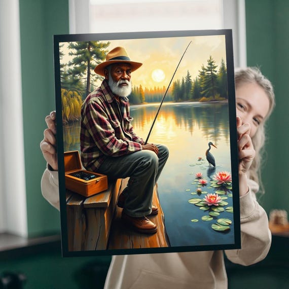 Fishing Scene Afrocentric Artwork Art Print