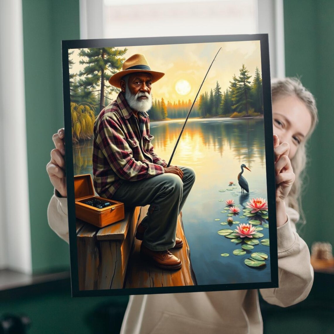 Fishing Scene Afrocentric Artwork Art Print