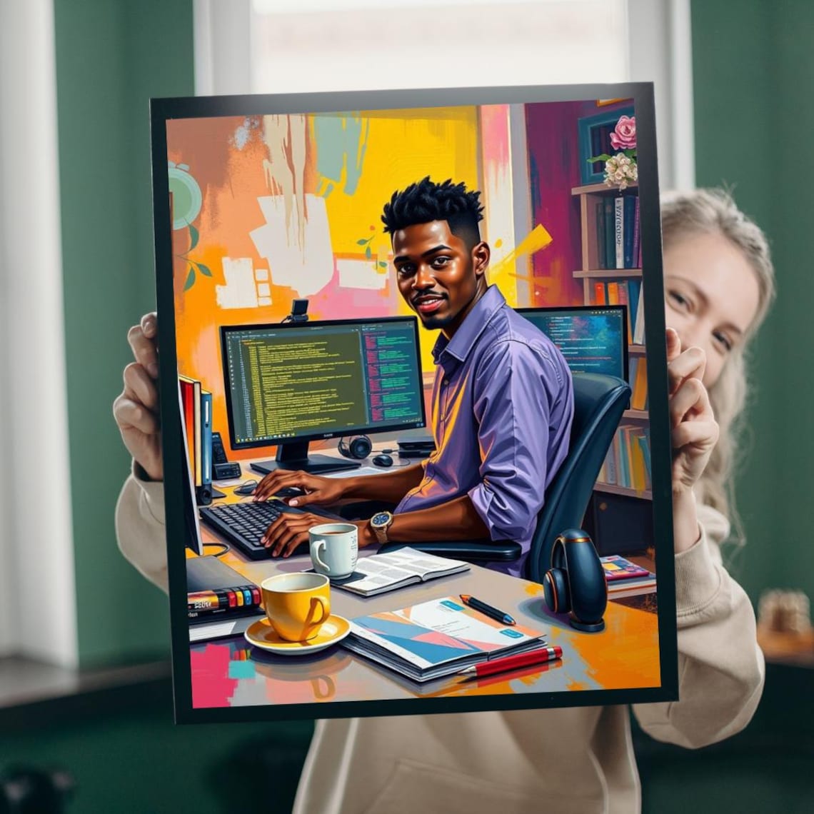 Black Man Coding Jigsaw Puzzle Afrocentric Art