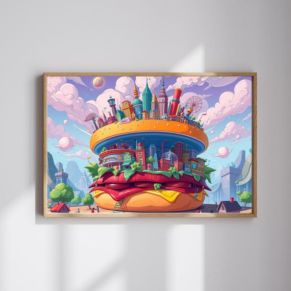 Burger Cityscape Pop Art Puzzle Fun Jigsaw Game