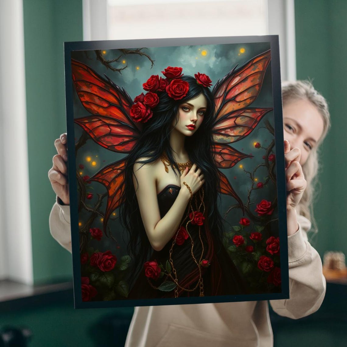 Midnight Rose Fairy Jigsaw Puzzle Gothic Fantasy Art Gift