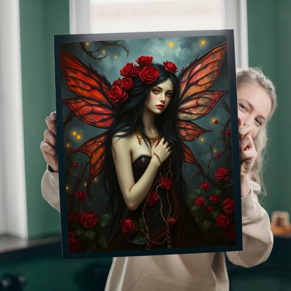 Midnight Rose Fairy Jigsaw Puzzle Gothic Fantasy Art Gift