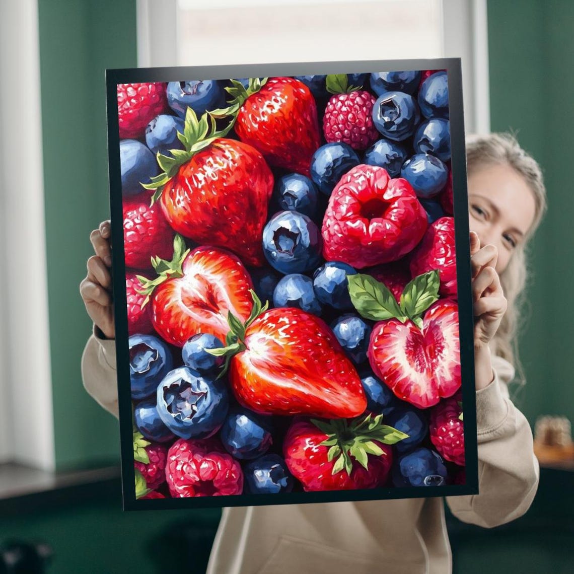 Fresh Berry Collage Pop Art Strawberries Blueberries Art Print
