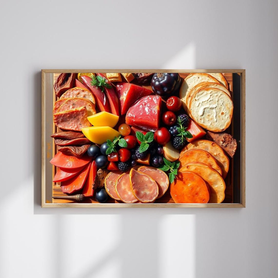 Gourmet Charcuterie Board With Meats Cheeses Rustic Foodie Art Print