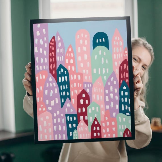 Abstract Cityscape Jigsaw Puzzle Colorful Family Game 1101014 Piece