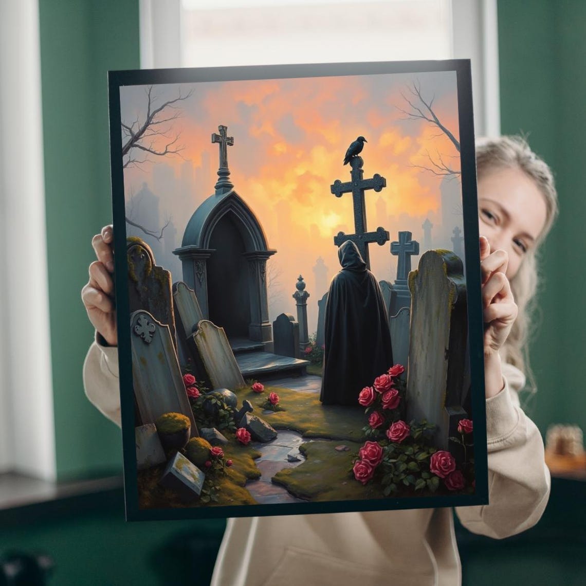 Gothic Graveyard Jigsaw Puzzle Eerie Cemetery Scene