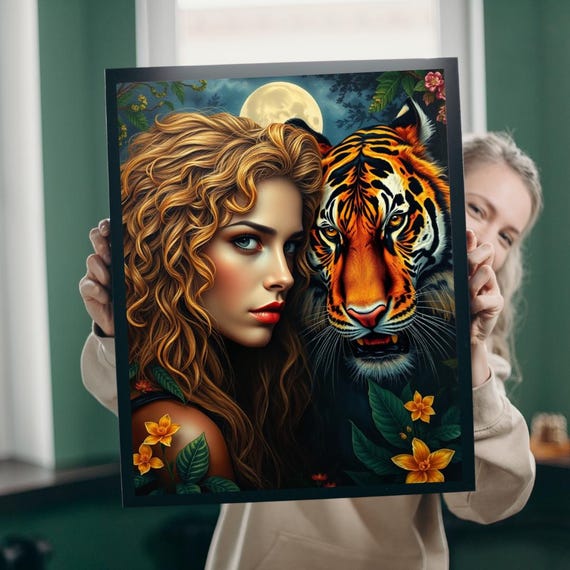Tiger And Beauty Jigsaw Puzzle Animal Art For Adults