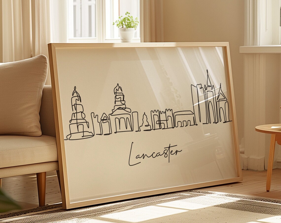 Lancaster City Skyline Art Print, Horizontal Decor