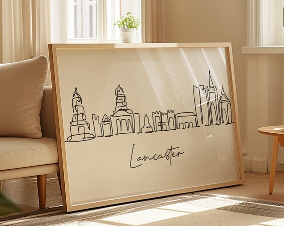 Lancaster City Skyline Art Print, Horizontal Decor