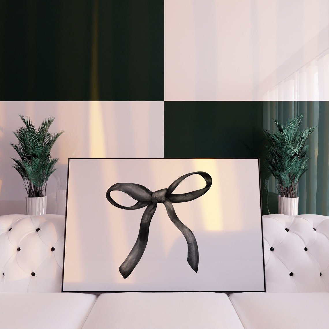 Elegant Black Ribbon Bow Horizontal Hand Drawn Watercolor Poster - Image 4