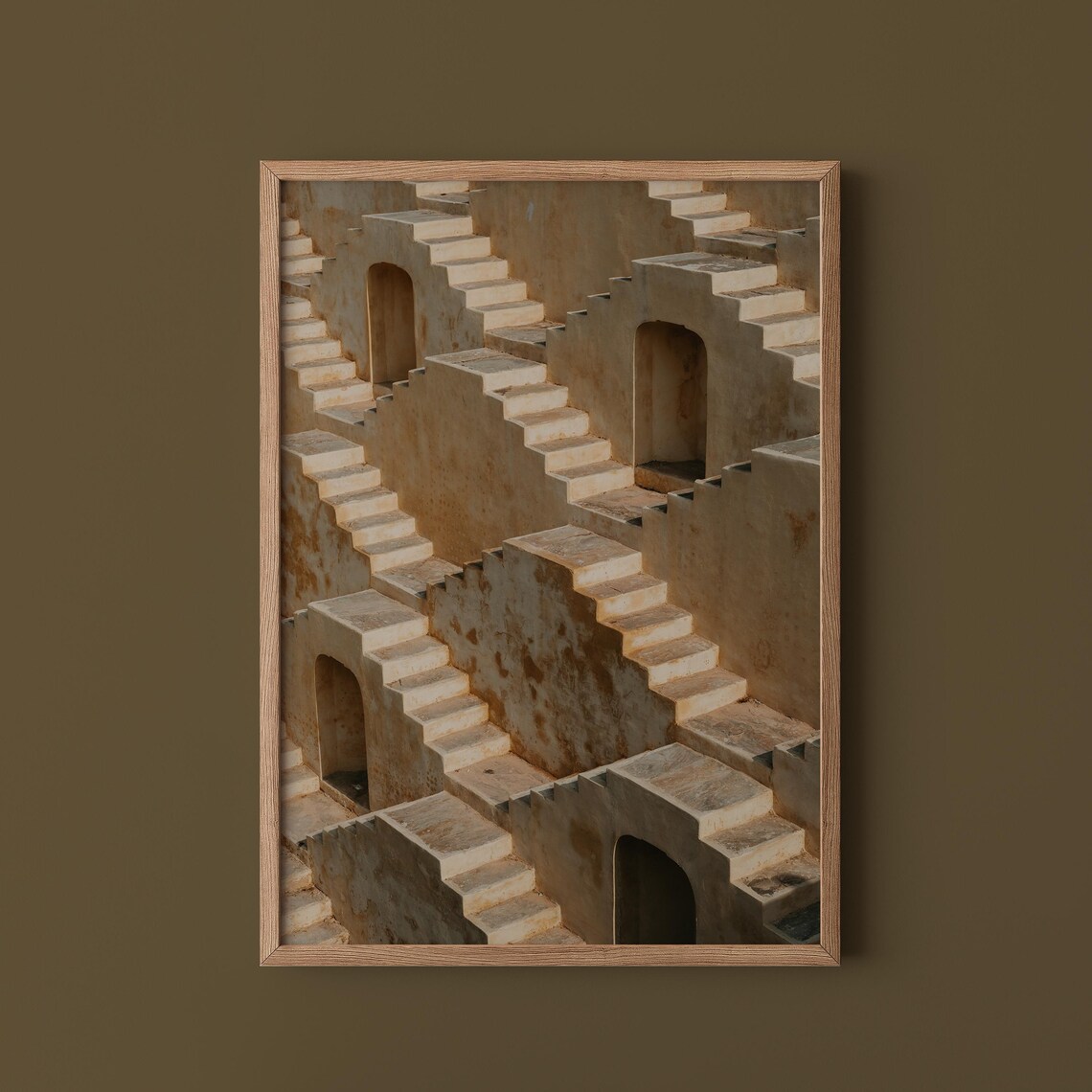 Jaipur Stepwell Geometric Stone Stairs Rajasthan India Photo Art Poster