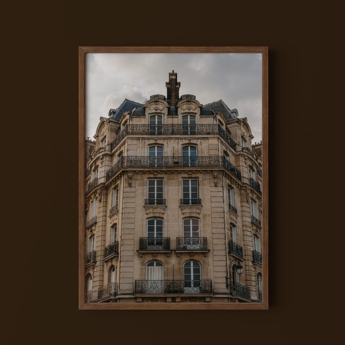 Paris Haussmann Facade Iron Balconies Mansard Roof Architecture Poster
