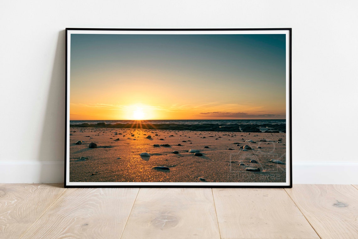 Golden Sunburst Over Pebble Beach Ocean Sunset Photography Poster