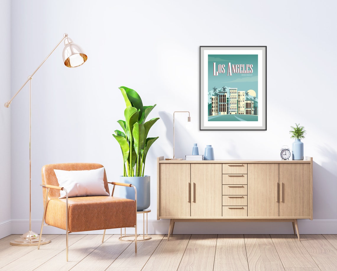Los Angeles Travel Poster California Travel Poster Retro California Poster Venice Beach Poster Retro Poster Travel Poster - Image 2