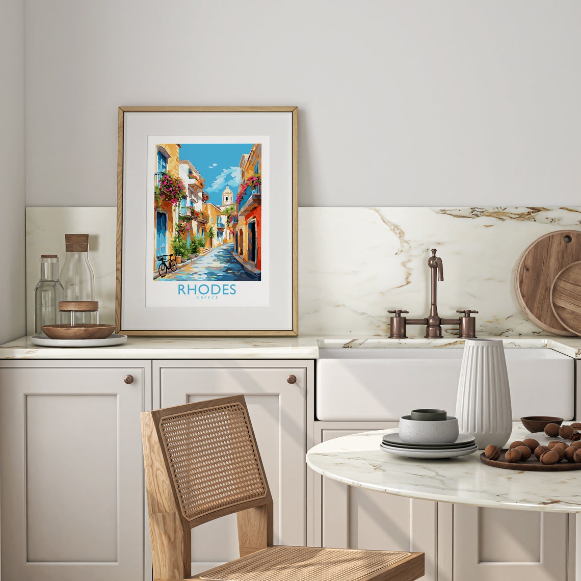 Rhodes Poster Greek Poster Greece Poster Greek Islands Poster Travel Wall Art Holiday Wall Art Travel Gallery Gallery Wall Art - Image 2