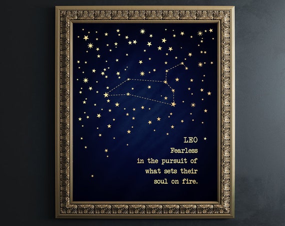 Leo Zodiac Sign, Astrology Art Print for August Birthdays