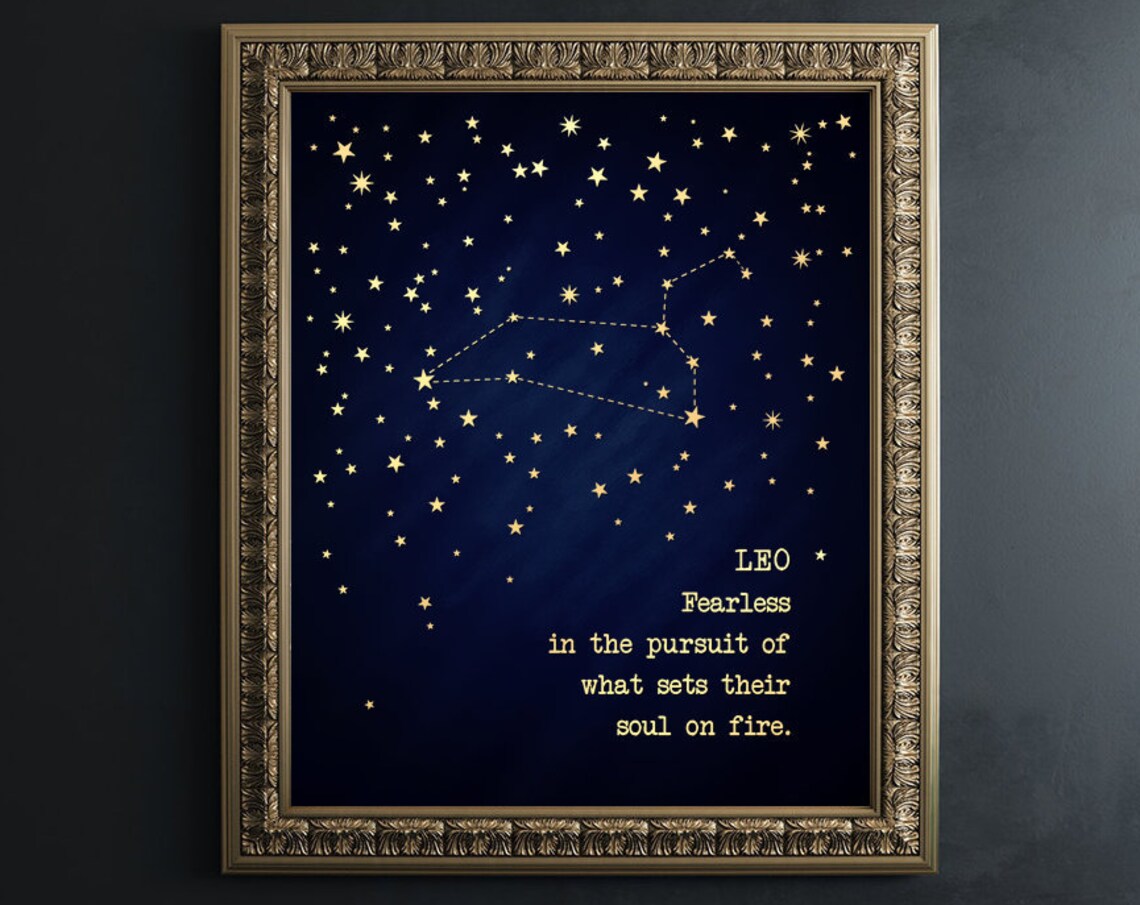 Leo Zodiac Sign, Astrology Art Print for August Birthdays