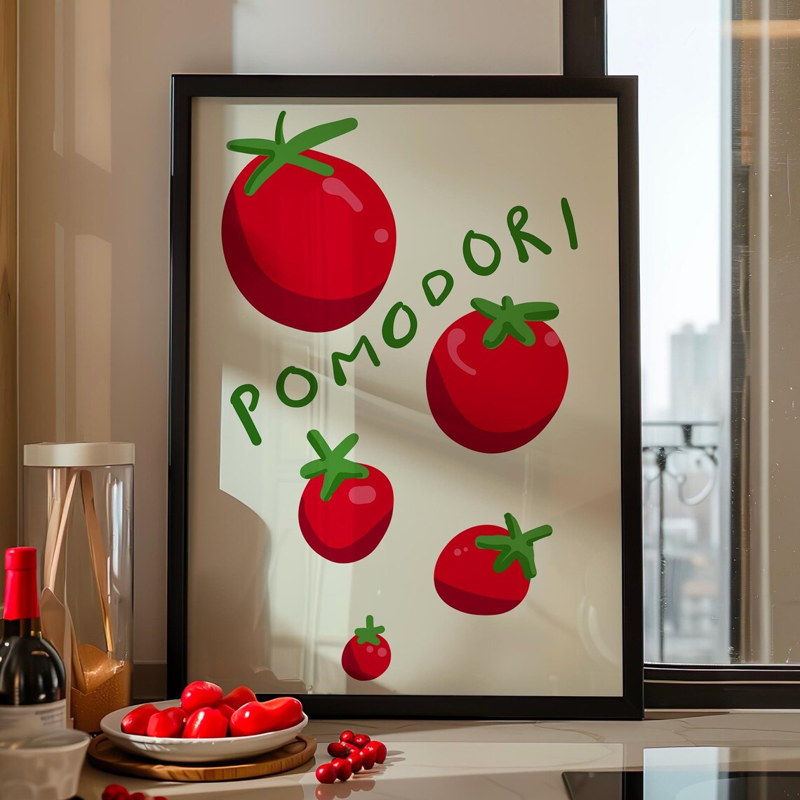 Pomodori Tomato Illustrations Green Hand Lettered Food Poster