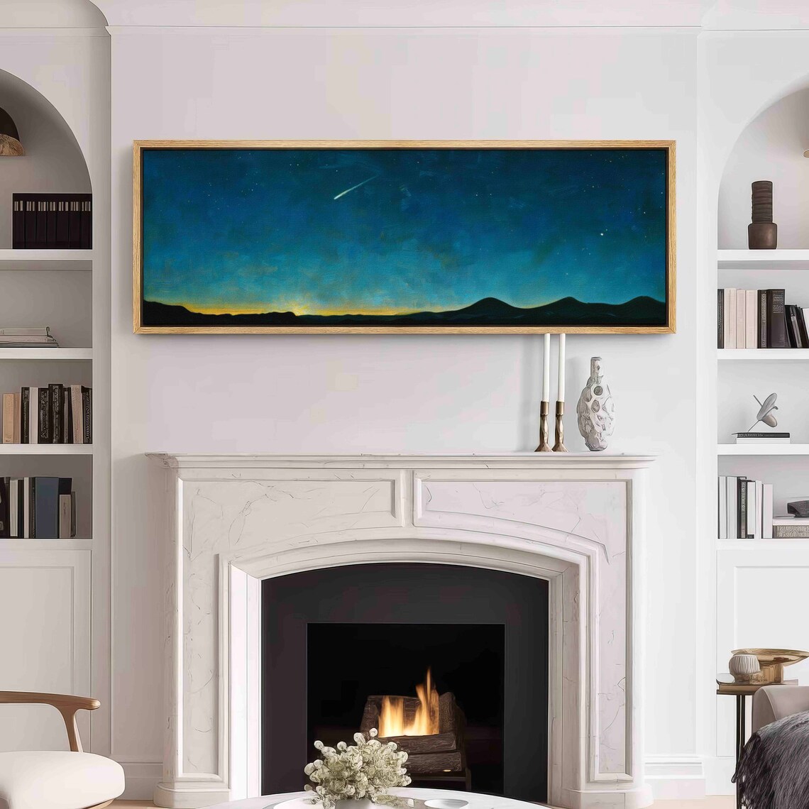 Evening Sky With Comet, Celestial Landscape Art Print - Image 3
