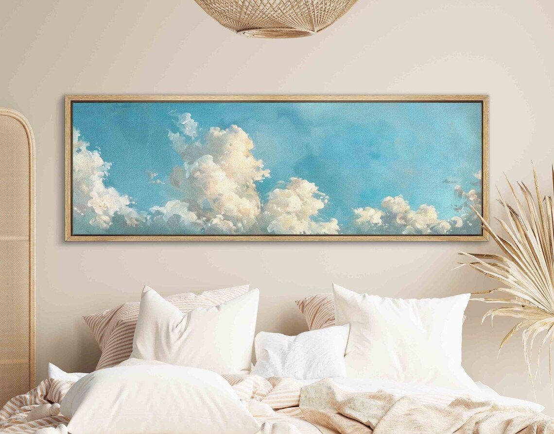 Vintage Clouds Sky Wall Art, Panoramic Decor - Image 2
