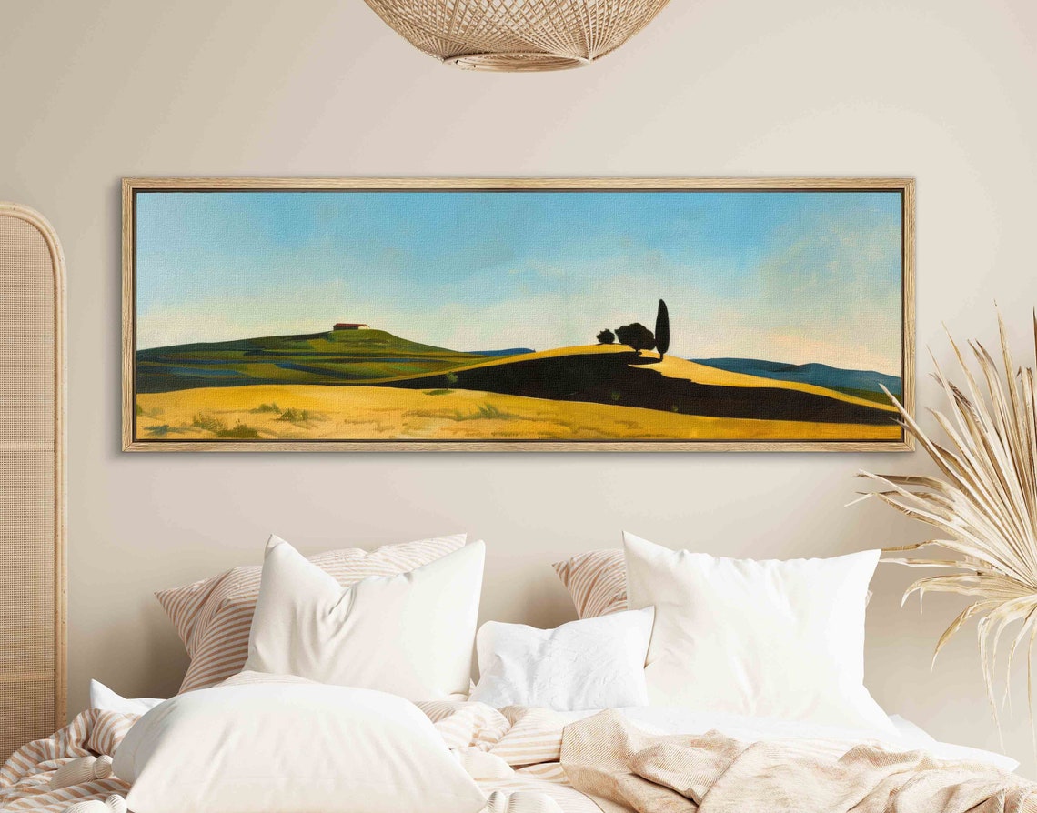 Golden Hills Cypress Trees Farmhouse Soft Blue Sky Tuscany Art Print - Image 2