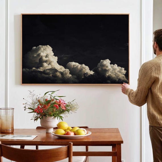 Cloud Wall Art Framed Canvasposter Print Above Bedsofa Decor Modern Minimalist Wall Art Horizontal Wall Art Large Wall Art Framed