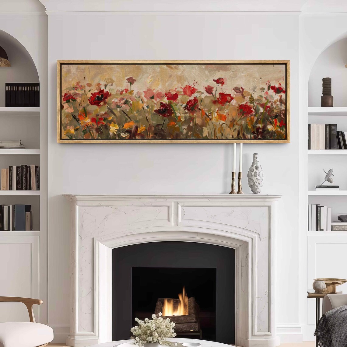 Wildflowers Rose Panoramic Floral Wall Art Print - Image 3