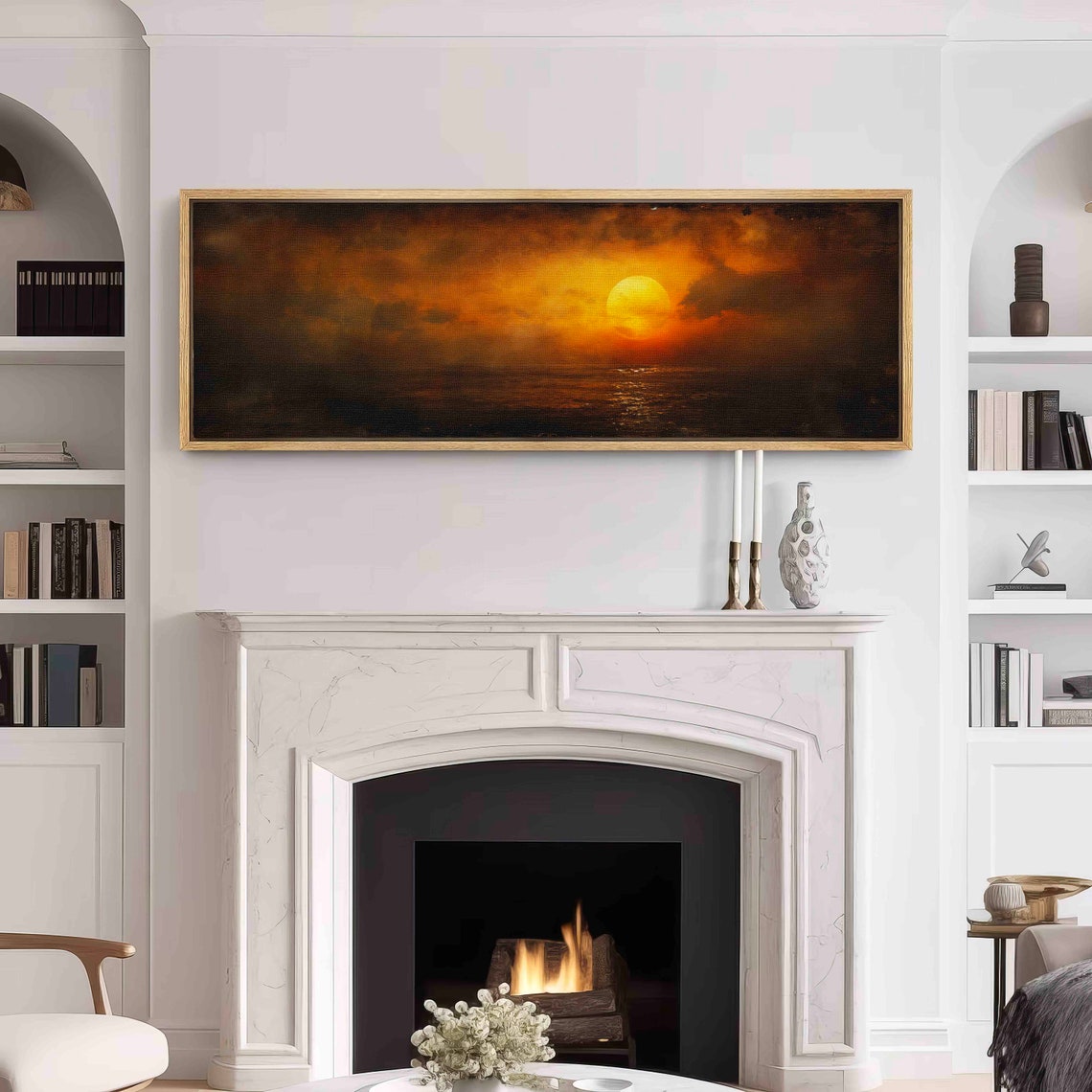 Moody Ocean Sunset Golden Sun Over Dark Clouds Panoramic Travel Poster - Image 2