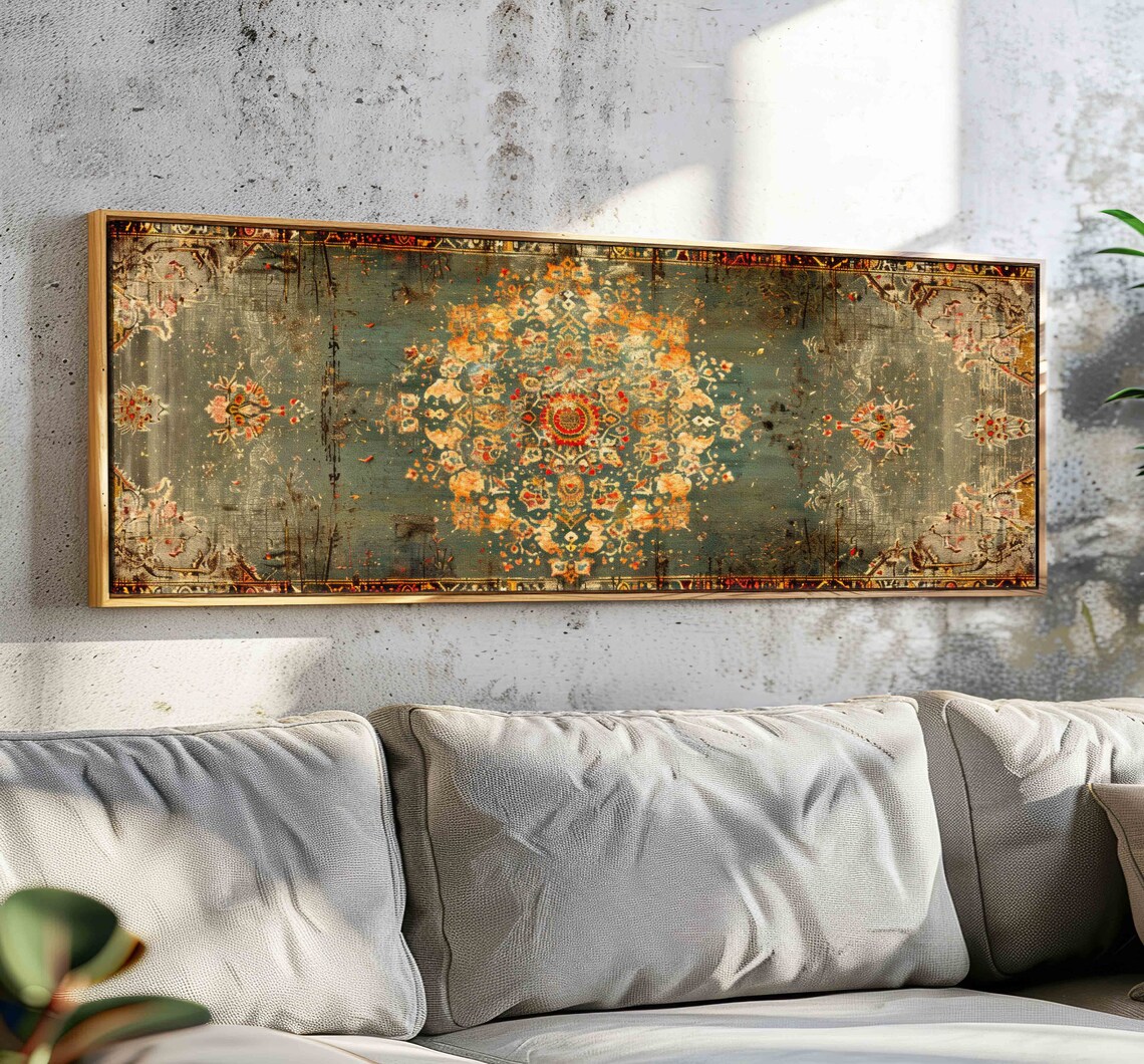 Beige Sage Green Eastern Tapestry, Vintage Art Print
