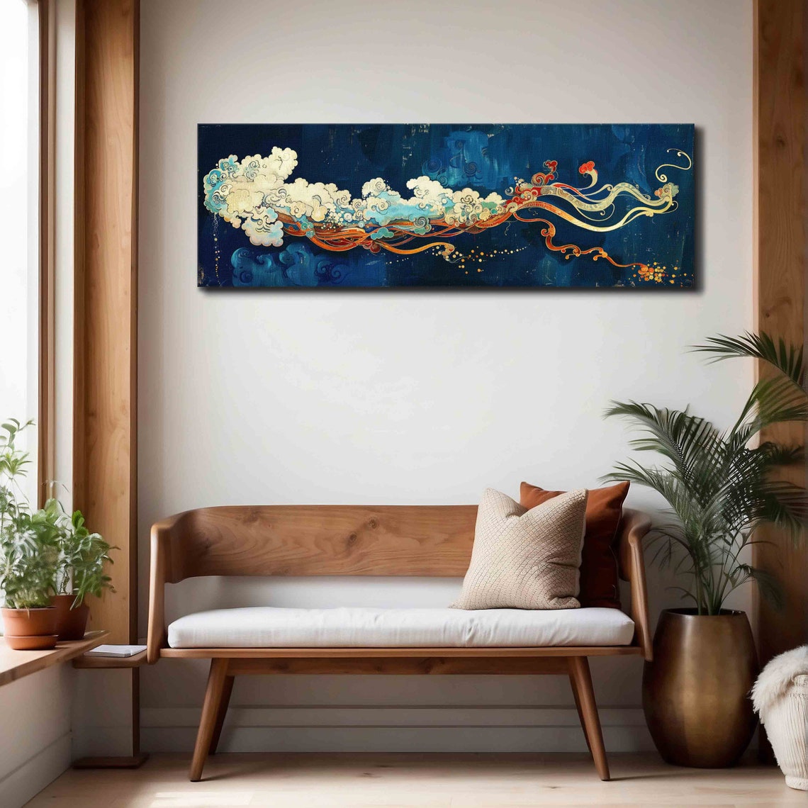 Art Nouveau Colorful Clouds Night Blue Panoramic Surreal Art Poster - Image 4