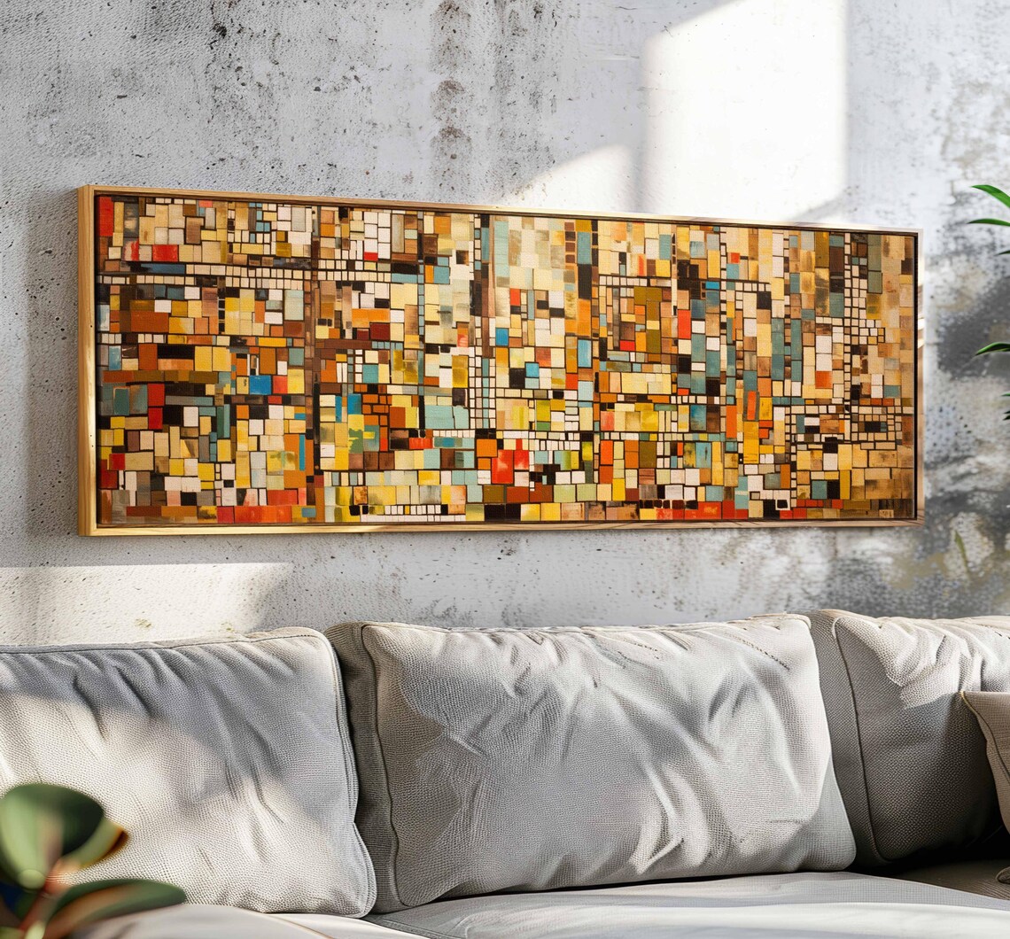 Mid Century Modern Mosaic Wall Art Print, Boho Decor